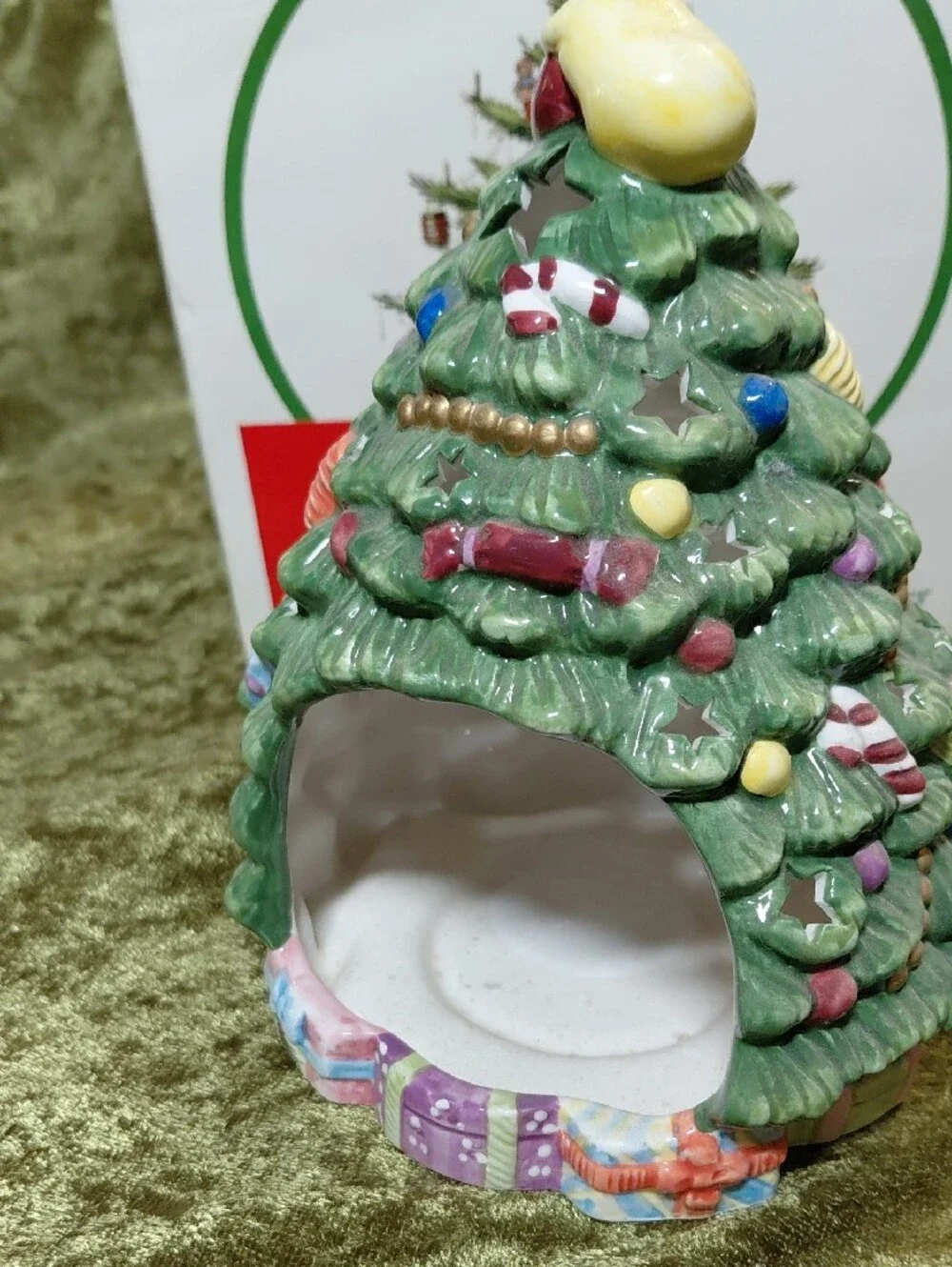 Vintage Spode Green Ceramic Christmas Tree Candle Holder